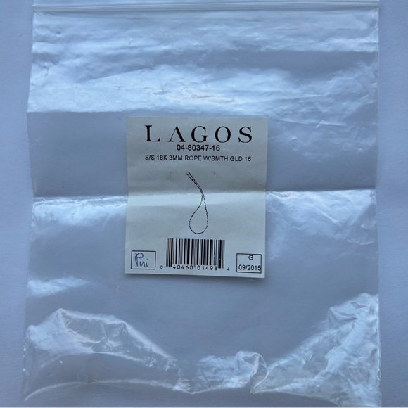 LAGOS 18K 3MM Rope W/ SMTH GOLD 16” Necklace - Picture 2 of 3